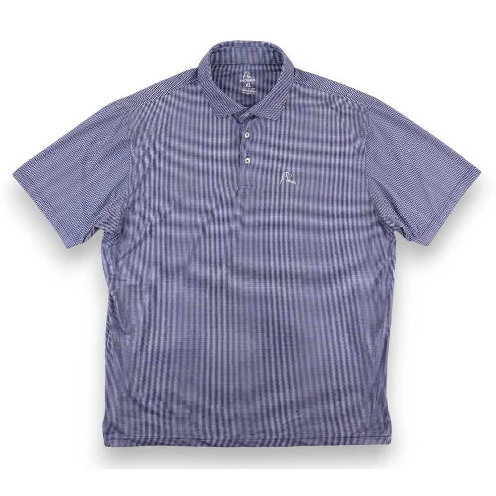 Rhoback Golf Polo Shirt Mens XL Blue Houndstooth Performance Short Sleeve